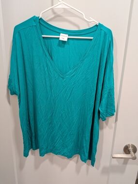 Soma Teal V-Neck Short Sleeve Top